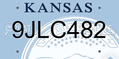9JLC482 Kansas License Plate