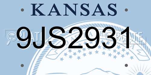 9JS2931 Kansas License Plate
