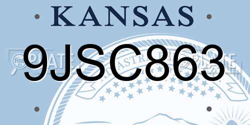9JSC863 Kansas License Plate