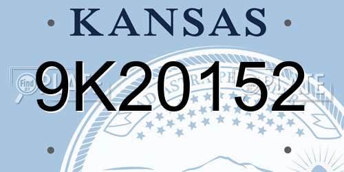 9K20152 Kansas License Plate