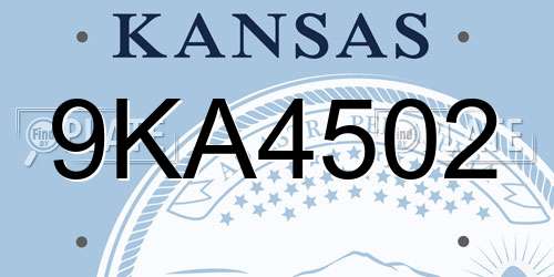 9KA4502 Kansas License Plate