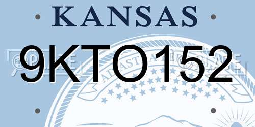 9KTO152 Kansas License Plate