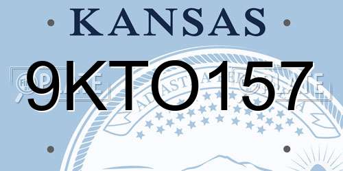 9KTO157 Kansas License Plate
