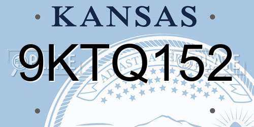 9KTQ152 Kansas License Plate