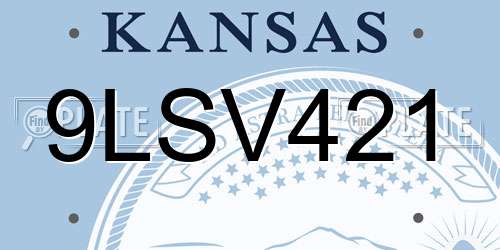 9LSV421 Kansas License Plate