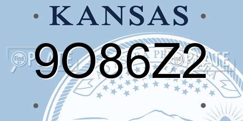 9O86Z2 Kansas License Plate
