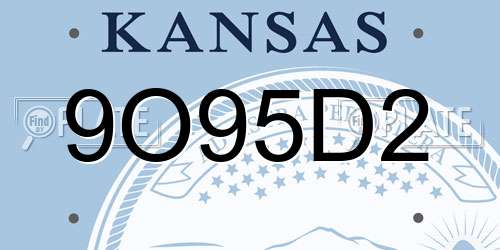 9O95D2 Kansas License Plate
