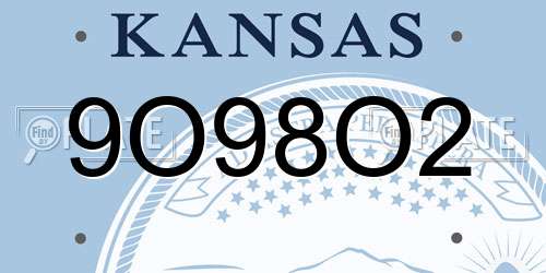 9O98O2 Kansas License Plate