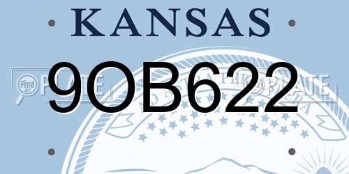 9OB622 Kansas License Plate