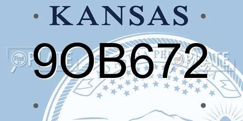9OB672 Kansas License Plate