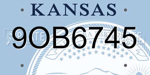 9OB6745 Kansas License Plate