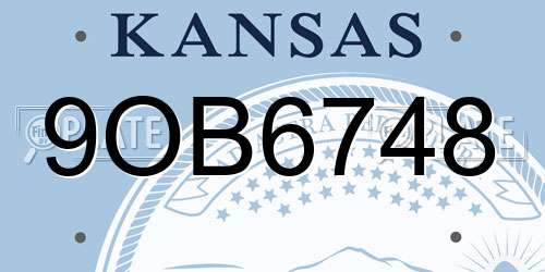 9OB6748 Kansas License Plate