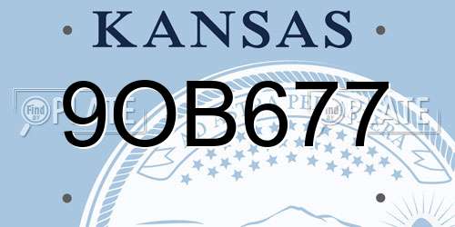 9OB677 Kansas License Plate
