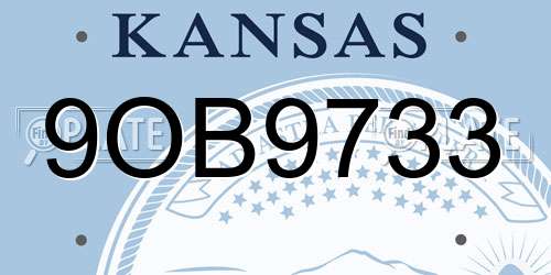 9OB9733 Kansas License Plate