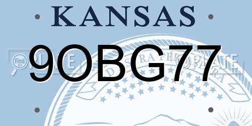 9OBG77 Kansas License Plate