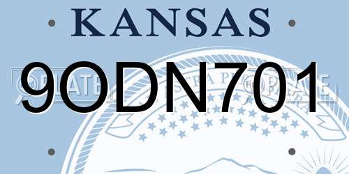 9ODN701 Kansas License Plate