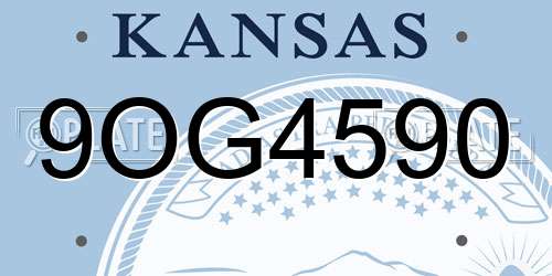 9OG4590 Kansas License Plate