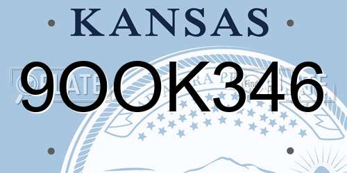 9OOK346 Kansas License Plate