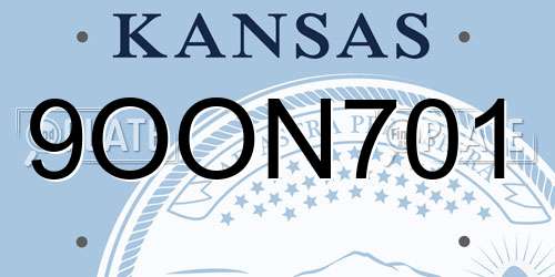 9OON701 Kansas License Plate
