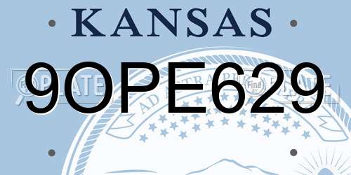 9OPE629 Kansas License Plate