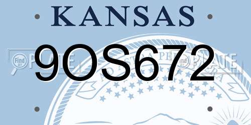 9OS672 Kansas License Plate