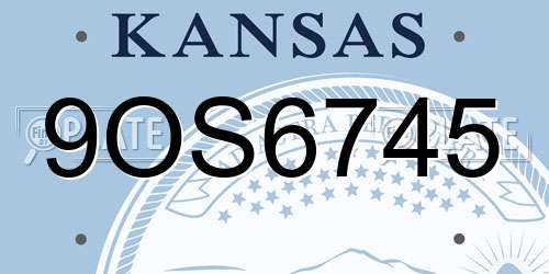 9OS6745 Kansas License Plate