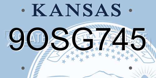 9OSG745 Kansas License Plate