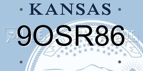 9OSR86 Kansas License Plate