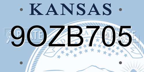 9OZB705 Kansas License Plate