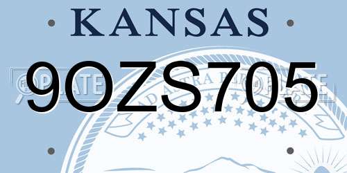 9OZS705 Kansas License Plate