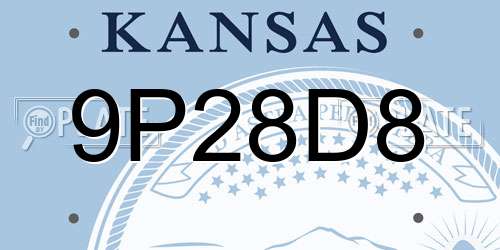 9P28D8 Kansas License Plate