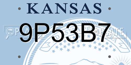 9P53B7 Kansas License Plate