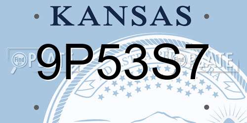 9P53S7 Kansas License Plate