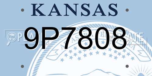 9P7808 Kansas License Plate