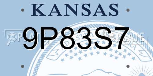 9P83S7 Kansas License Plate