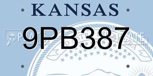 9PB387 Kansas License Plate