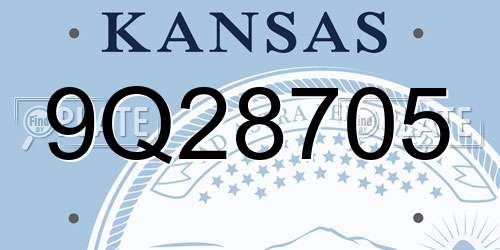9Q28705 Kansas License Plate