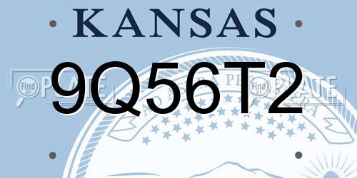 9Q56T2 Kansas License Plate