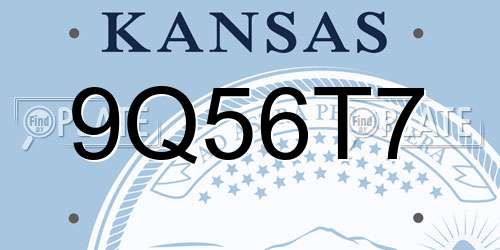 9Q56T7 Kansas License Plate