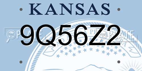 9Q56Z2 Kansas License Plate