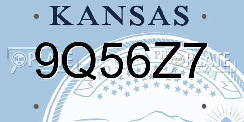 9Q56Z7 Kansas License Plate