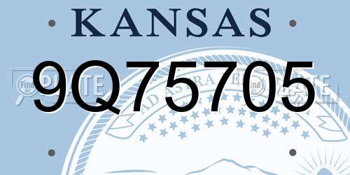 9Q75705 Kansas License Plate