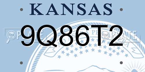 9Q86T2 Kansas License Plate
