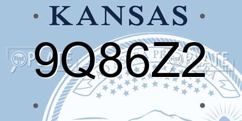 9Q86Z2 Kansas License Plate