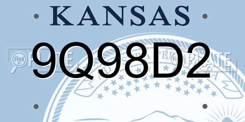 9Q98D2 Kansas License Plate