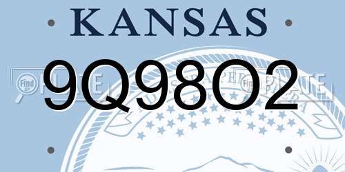 9Q98O2 Kansas License Plate