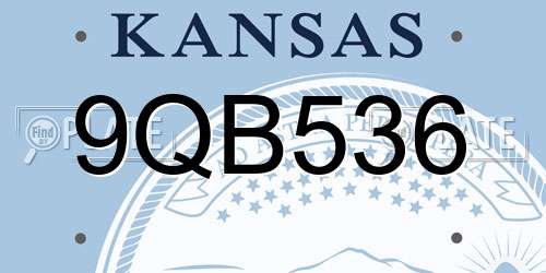9QB536 Kansas License Plate