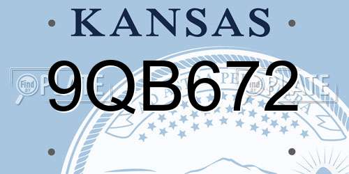 9QB672 Kansas License Plate