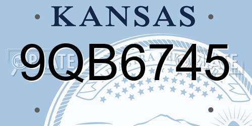 9QB6745 Kansas License Plate
