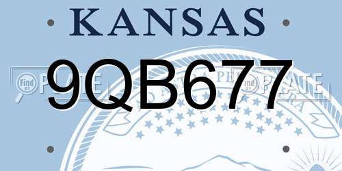 9QB677 Kansas License Plate